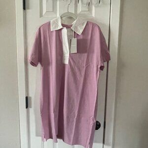 New Everlane The Organic Cotton Polo Short Sleeve Dress Mauve Size M Medium